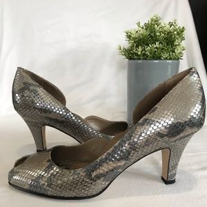 Anti Lu Snake skin open toe shoes